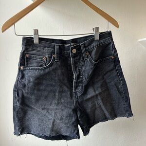 Denim Forum Black Washed High-Rise Jean Shorts